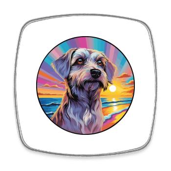 Cesky Terrier Hunderasse Bunte Karikatur Watercolo - Viereckiger Kühlschrankmagnet - Weiß - Vorne