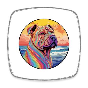 Chinesische Shar Pei Hunderasse Bunte Karikatur Wasserc - Viereckiger Kühlschrankmagnet - Weiß - Vorne
