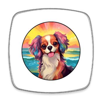 Continental Spielzeug Spaniel Hunderasse Bunte Karikatur - Viereckiger Kühlschrankmagnet - Weiß - Vorne