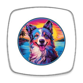 Kroatischer Schäferhund Hunderasse buntes Karikaturwasser - Viereckiger Kühlschrankmagnet - Weiß - Vorne