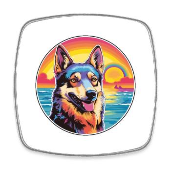 Czechoslovak Wolfdog Dog Breed Colorful Cartoon Wa - Square fridge magnet - white - Front