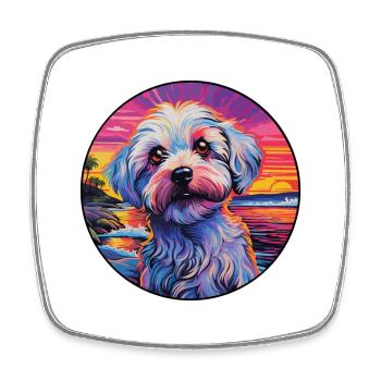 Dandie Dinmont Terrier Dog Breed Colorful Cartoon - Square fridge magnet - white - Front