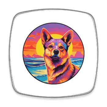 Dingo Dog Breed Colorful Cartoon Watercolor - Square fridge magnet - white - Front
