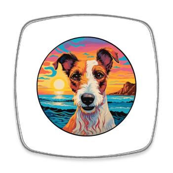 Chilean Fox Terrier Dog Breed Colorful Cartoon Wat - Square fridge magnet - white - Front