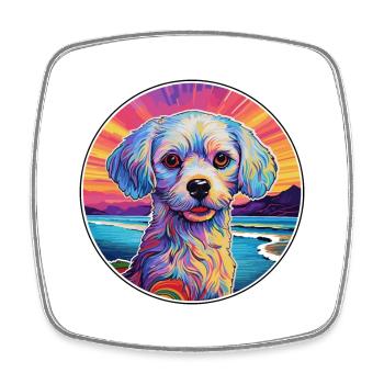 Chinese Imperial Dog Breed Colorful Cartoon Waterc - Square fridge magnet - white - Front