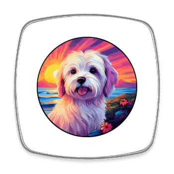 Coton De Tulear Dog Breed Colorful Cartoon Waterco - Magnet carré - blanc - Devant