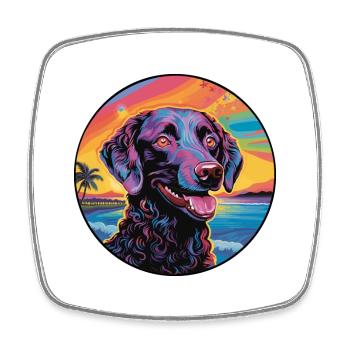 Lockige beschichtete Retriever-Hunderasse bunte Karikatur - Viereckiger Kühlschrankmagnet - Weiß - Vorne
