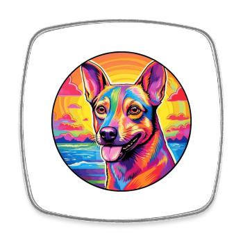 Czechoslovakian Vlcak Dog Breed Colorful Cartoon W - Square fridge magnet - white - Front