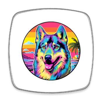 Tschechoslowakischer Wolfshund Hunderasse Bunte Karikatur - Viereckiger Kühlschrankmagnet - Weiß - Vorne
