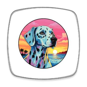 Dalmatien chien race coloré dessin animé aquarelle - Magnet carré - blanc - Devant