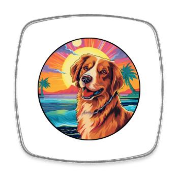 Drentsche Patrijshond Dog Breed Colorful Cartoon W - Square fridge magnet - white - Front