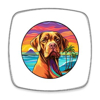 Bordeauxdogge Hunderasse buntes Karikaturwasser - Viereckiger Kühlschrankmagnet - Weiß - Vorne