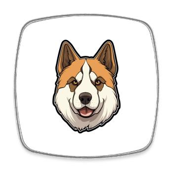 Akita Hunderasse Cartoon Kawaii Illustration - Viereckiger Kühlschrankmagnet - Weiß - Vorne