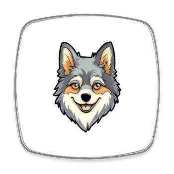 Alaskan Klee Kai Dog Breed Cartoon Kawaii Illustra - Square fridge magnet - white - Front