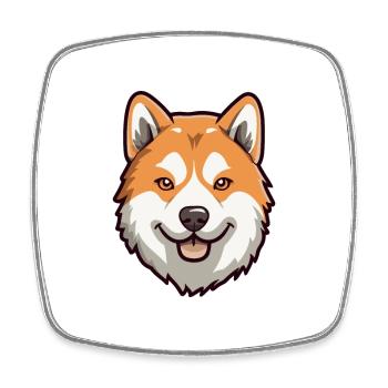 Akita Inu Hunderasse Cartoon Kawaii Illustration - Viereckiger Kühlschrankmagnet - Weiß - Vorne