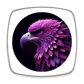 Adler Kopf lila und rosa, schwarzer Hintergrund - Viereckiger Kühlschrankmagnet - Weiß - Vorne