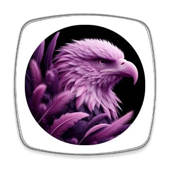 Purple Eagle Head with Feathers - Square fridge magnet - white - Front