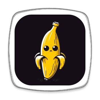 Banane au visage triste et aux grands yeux - Magnet carré - blanc - Devant