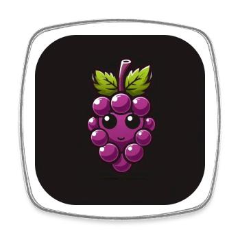 Purple grape with face - Square fridge magnet - white - Front