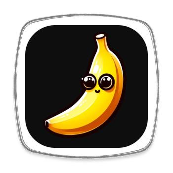 Banane avec visage et grands yeux - Magnet carré - blanc - Devant