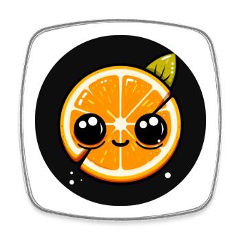 Orange with face and big eyes - Square fridge magnet - white - Front
