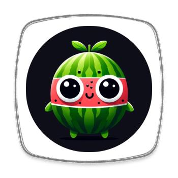 Watermelon with eyes in comic style - Square fridge magnet - white - Front