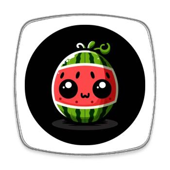 Wassermelone mit großen Augen im Comic Stil - Viereckiger Kühlschrankmagnet - Weiß - Vorne
