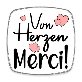 DANKESCHÖN VON HERZEN - Französisch - Viereckiger Kühlschrankmagnet - Weiß - Vorne
