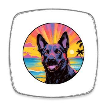 Dutch Shepherd Dog Breed Colorful Cartoon Watercol - Square fridge magnet - white - Front
