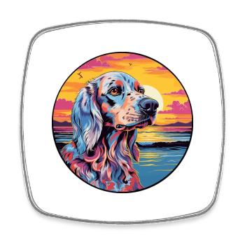 Setter anglais chien race coloré dessin animé Watercol - Magnet carré - blanc - Devant
