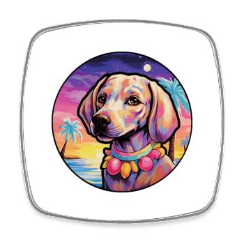 Dunker Dog Rasse bunte Karikatur Aquarell - Viereckiger Kühlschrankmagnet - Weiß - Vorne