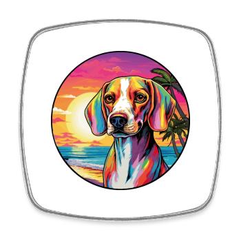 Chien courant estonien race de chien coloré dessin animé Watercol - Magnet carré - blanc - Devant
