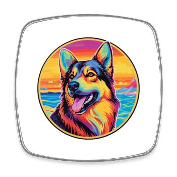 Race de chien de berger d’Europe de l’Est Dessin animé coloré - Magnet carré - blanc - Devant