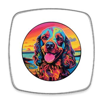 Cocker anglais épagneul chien race dessin animé coloré - Magnet carré - blanc - Devant