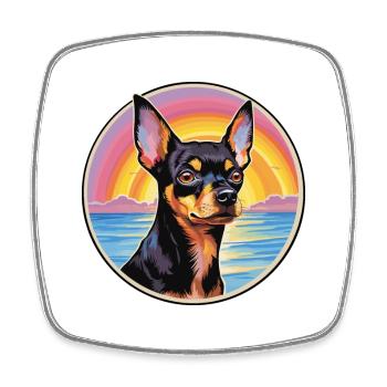 Englischer Spielzeugterrier Hunderasse Bunte Karikatur Wat - Viereckiger Kühlschrankmagnet - Weiß - Vorne