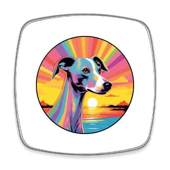 Anglais Whippet Chien Race Coloré Cartoon Waterco - Magnet carré - blanc - Devant