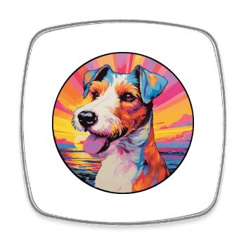 Foxterrier glatte Hunderasse bunte Karikatur Wate - Viereckiger Kühlschrankmagnet - Weiß - Vorne