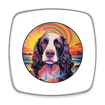 English Springer Spaniel Hunderasse Bunt Cartoo - Viereckiger Kühlschrankmagnet - Weiß - Vorne