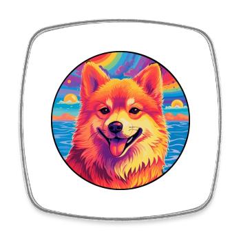 Finnischer Spitz Hunderasse Bunte Karikatur Watercolo - Viereckiger Kühlschrankmagnet - Weiß - Vorne
