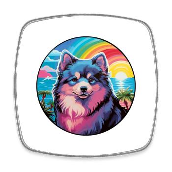 Finnish Lapphund Dog Breed Colorful Cartoon Waterc - Square fridge magnet - white - Front