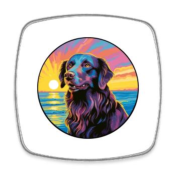 Flat Coated Retriever Dog Breed Colorful Cartoon W - Square fridge magnet - white - Front