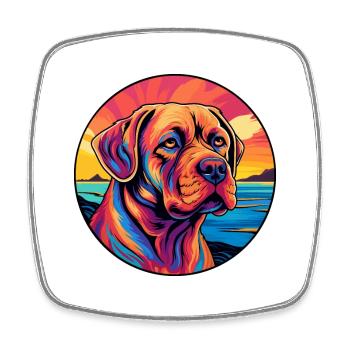 Französische Bordeaux Mastiff Hunderasse Bunte Karikatur - Viereckiger Kühlschrankmagnet - Weiß - Vorne