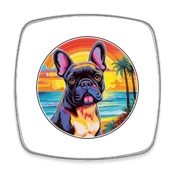 Bouledogue Français Chien Race Coloré Cartoon Watercol - Magnet carré - blanc - Devant