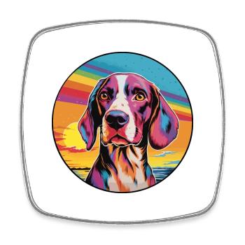 Français Tricolore Hound chien race coloré dessin animé W - Magnet carré - blanc - Devant