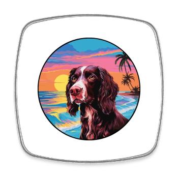 Deutsch Langhaar Vorstehhund Rasse bunt Carto - Viereckiger Kühlschrankmagnet - Weiß - Vorne