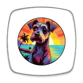 Chien de chasse allemand Terrier race Dessin animé coloré - Magnet carré - blanc - Devant