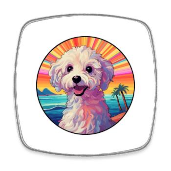 Deutsche Sheeppoodle Hunderasse Bunte Karikatur Wate - Viereckiger Kühlschrankmagnet - Weiß - Vorne