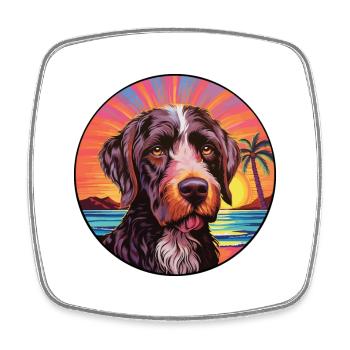 Deutsch Drahthaar Vorstehhund Rasse bunt Carto - Viereckiger Kühlschrankmagnet - Weiß - Vorne