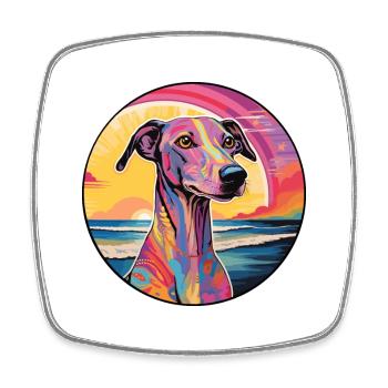 Galgo Español Race De Chien Coloré Dessin Animé Watercolo - Magnet carré - blanc - Devant