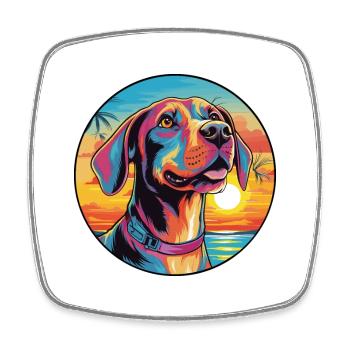 German Hound Dog Breed Colorful Cartoon Watercolor - Square fridge magnet - white - Front
